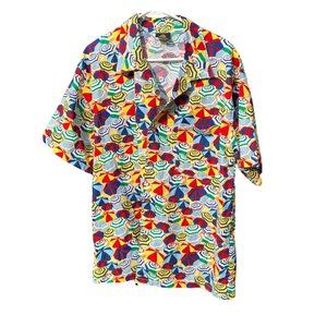 Toucan Dance large vintage button down umbrella bright beach vacation